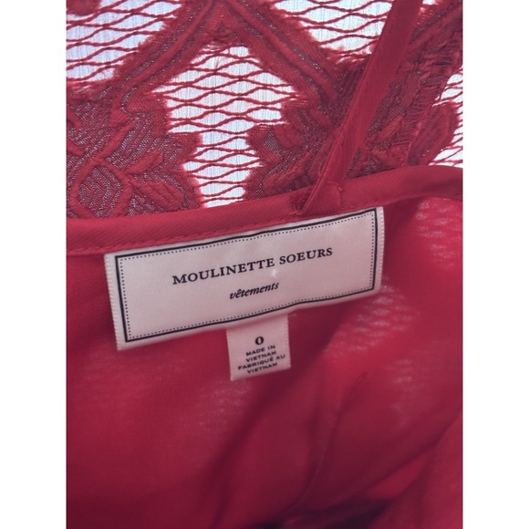 Antropologie Moulinette‎ Soeurs Rubied Lace Rouge Red Dress Knee Length Size 0 - Picture 4 of 9